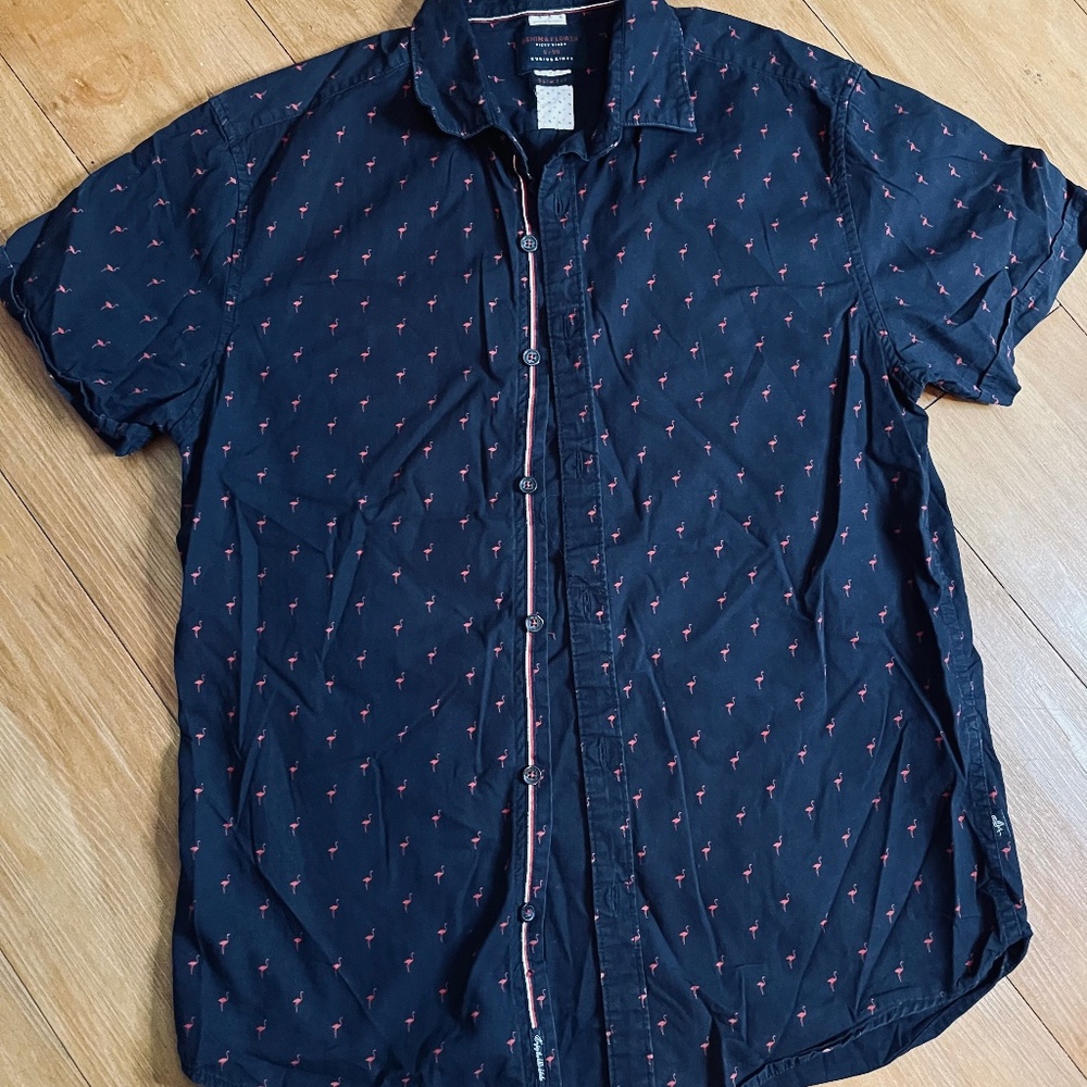 Denim & Flower slim fit men’s short sleeve-pink 🦩